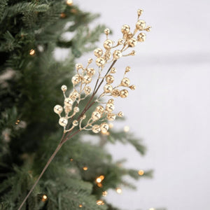 27" Metallic Crabapple Berry Spray: Gold