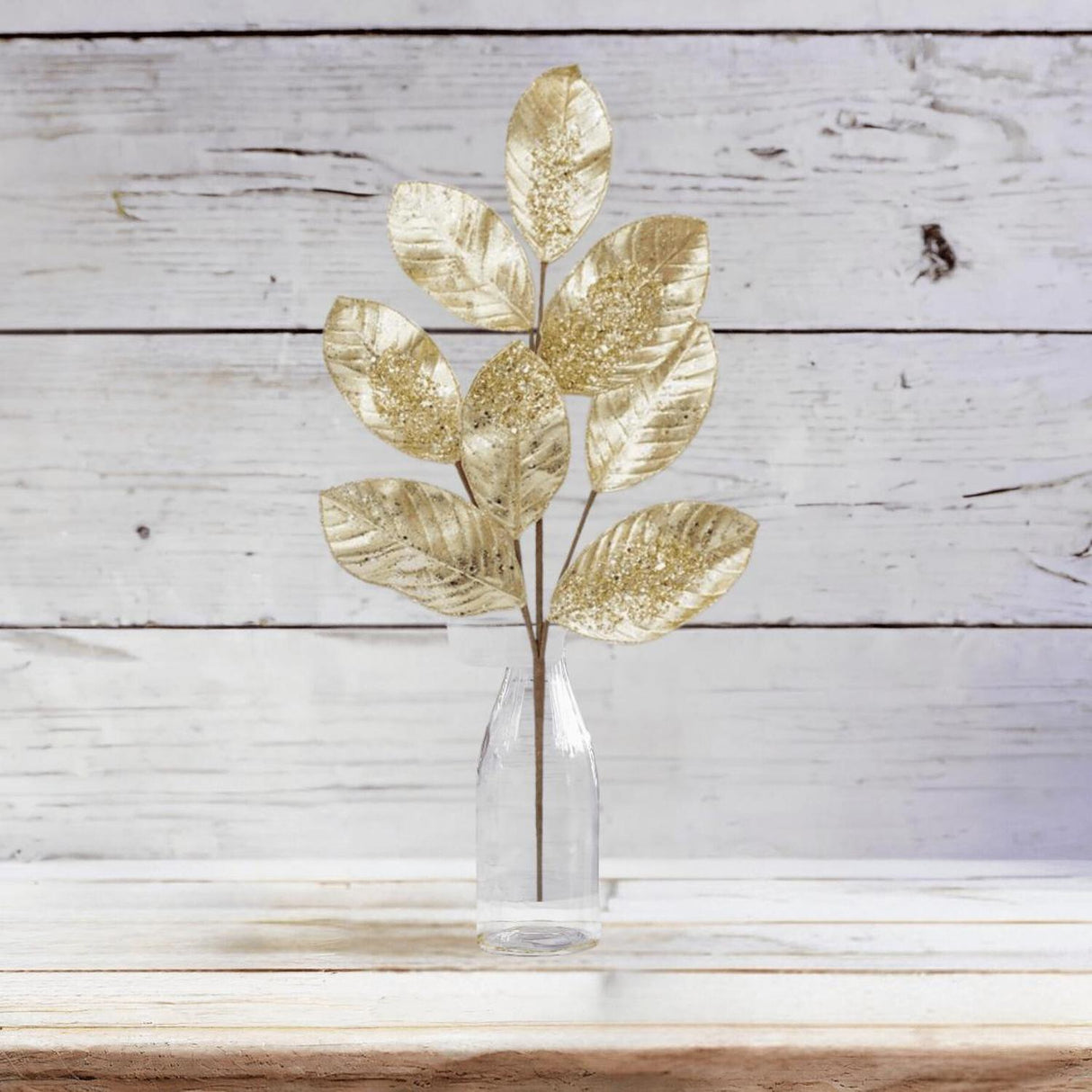 27" Metallic Magnolia Leaf Spray: Gold
