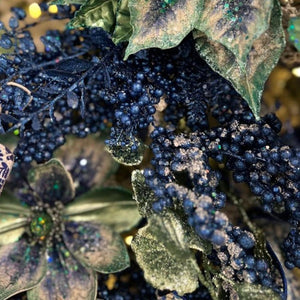 29" Glitter Mix Berry Cedar Spray: Blue