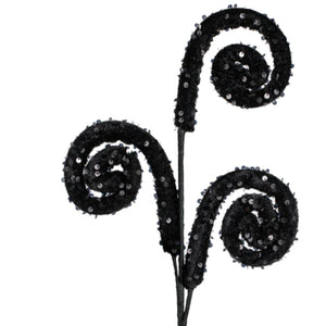 29" Glitter Scroll Curly Spray: Black