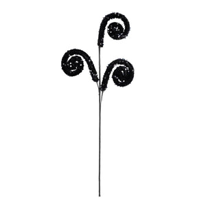 29" Glitter Scroll Curly Spray: Black