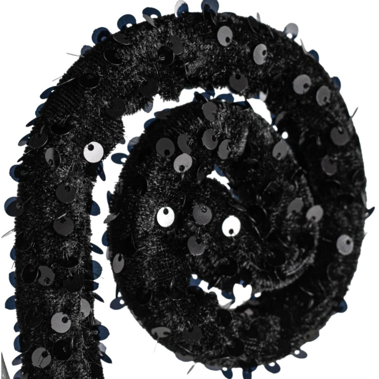 29" Glitter Scroll Curly Spray: Black