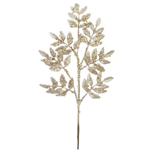 29" Leaf Sequin Pearl Spray: Champagne