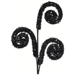 29" Sequin Curly Spray: Black