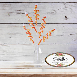 29" Velvet Rope Pom Pom Spray: Candy Corn