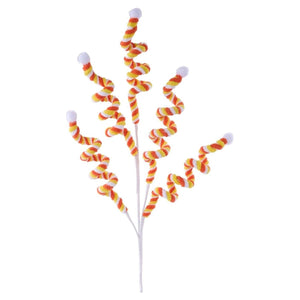 29" Velvet Rope Pom Pom Spray: Candy Corn