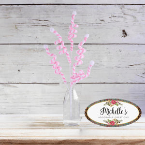 29" Velvet Rope Pom Pom Spray: Pink/White