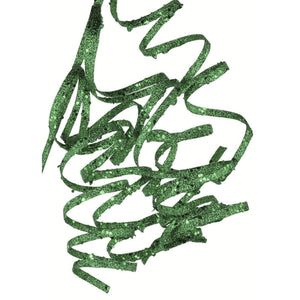 31" Curly Glitter Ribbon Spray: Emerald Green
