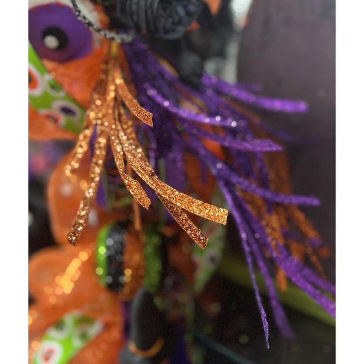 31" Glittered Paper Grass Spray: Orange
