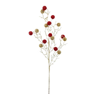 31" Twig Ball Spray: Red/Gold