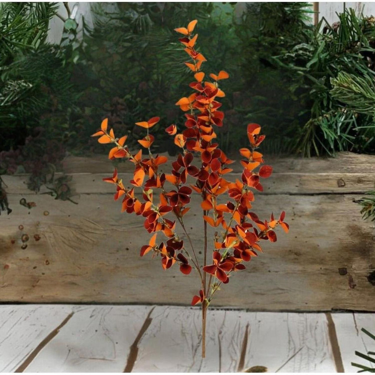 33" Foam Eucalyptus Paper Leaf Spray: Orange