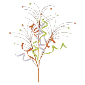 35" Glitter Curly Fishline Ball Spray: Candy Corn