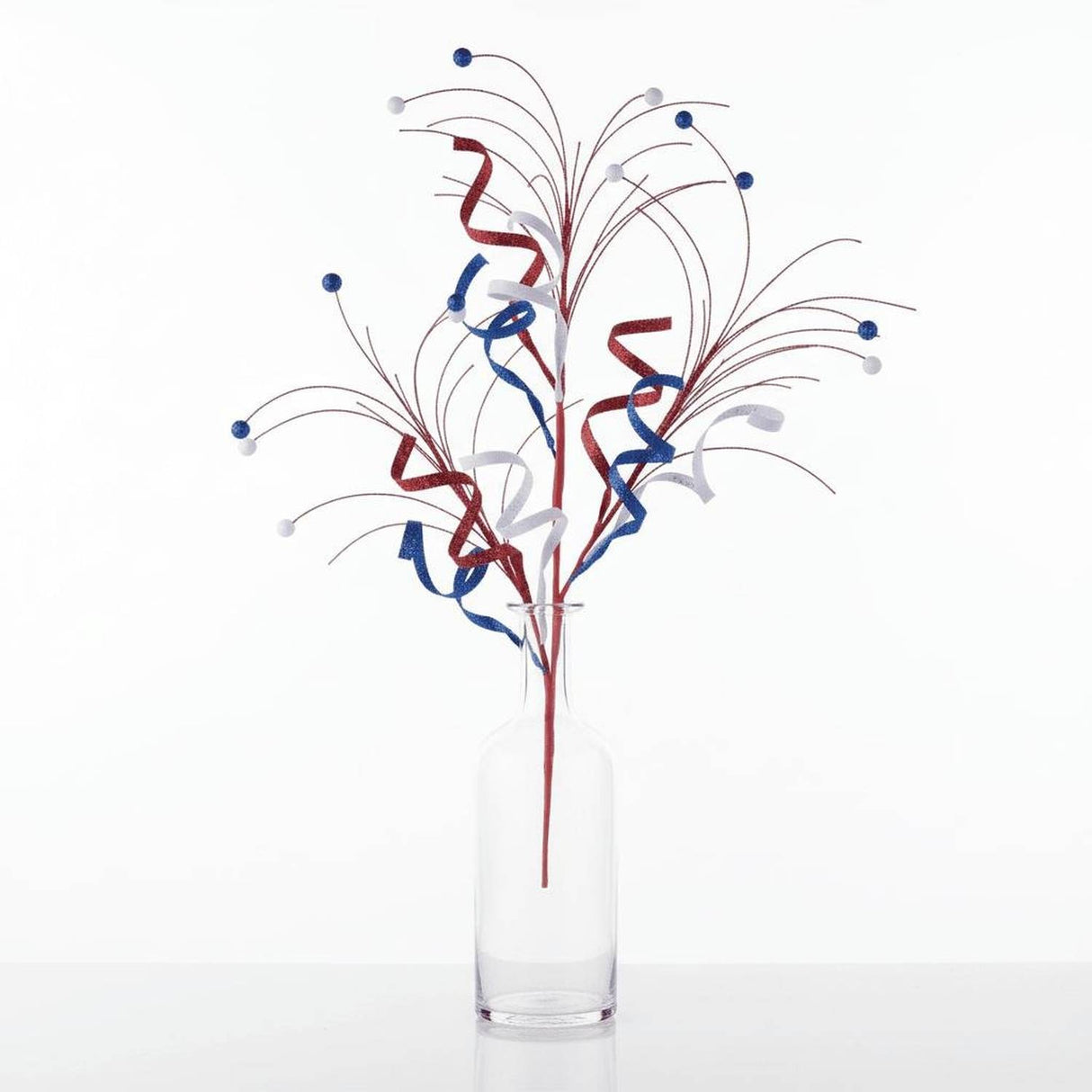 35" Glitter Curly Fishline Ball Spray: Patriotic