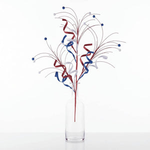 35" Glitter Curly Fishline Ball Spray: Patriotic