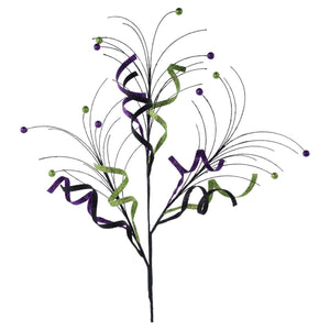 35" Glitter Curly Fishline Ball Spray: Purple/Black/Lime