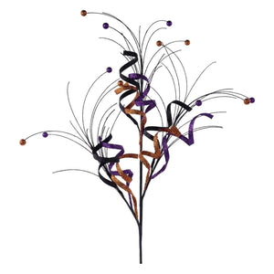 35" Glitter Curly Fishline Ball Spray: Purple/Black/Orange