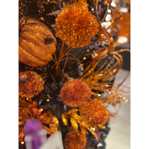 35" Glitter Pom Pom Spray: Orange