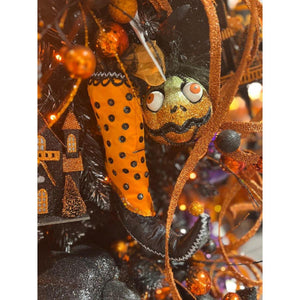 39" Glitter Loop Ribbon Spray: Orange