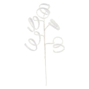 39" Iridescent Curly Hanging Spray: White/Silver