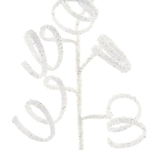 39" Iridescent Curly Hanging Spray: White/Silver
