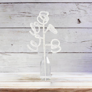 39" Iridescent Curly Hanging Spray: White/Silver