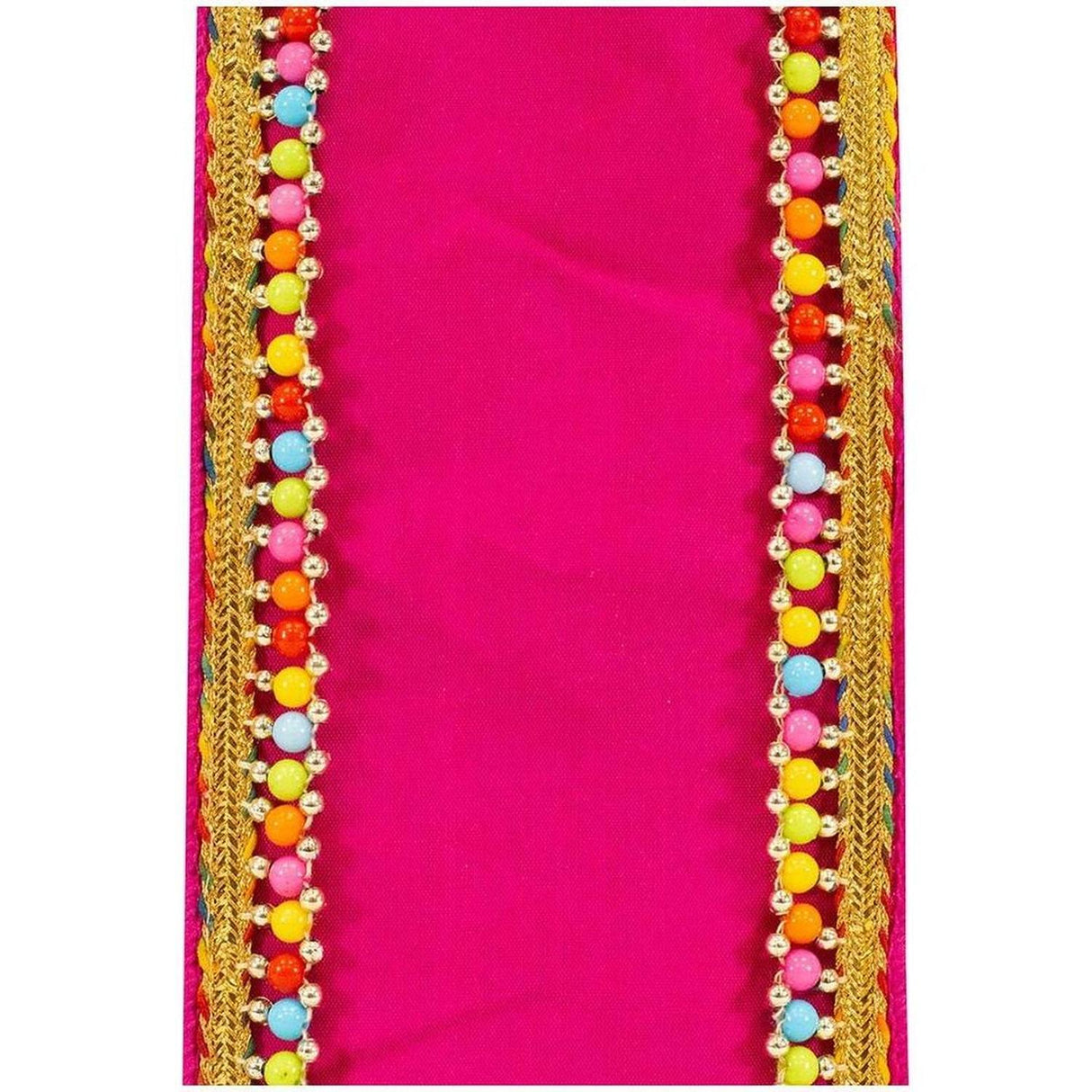 4" Beaded Candy Edge Ribbon: Fuchsia (5 Yards)