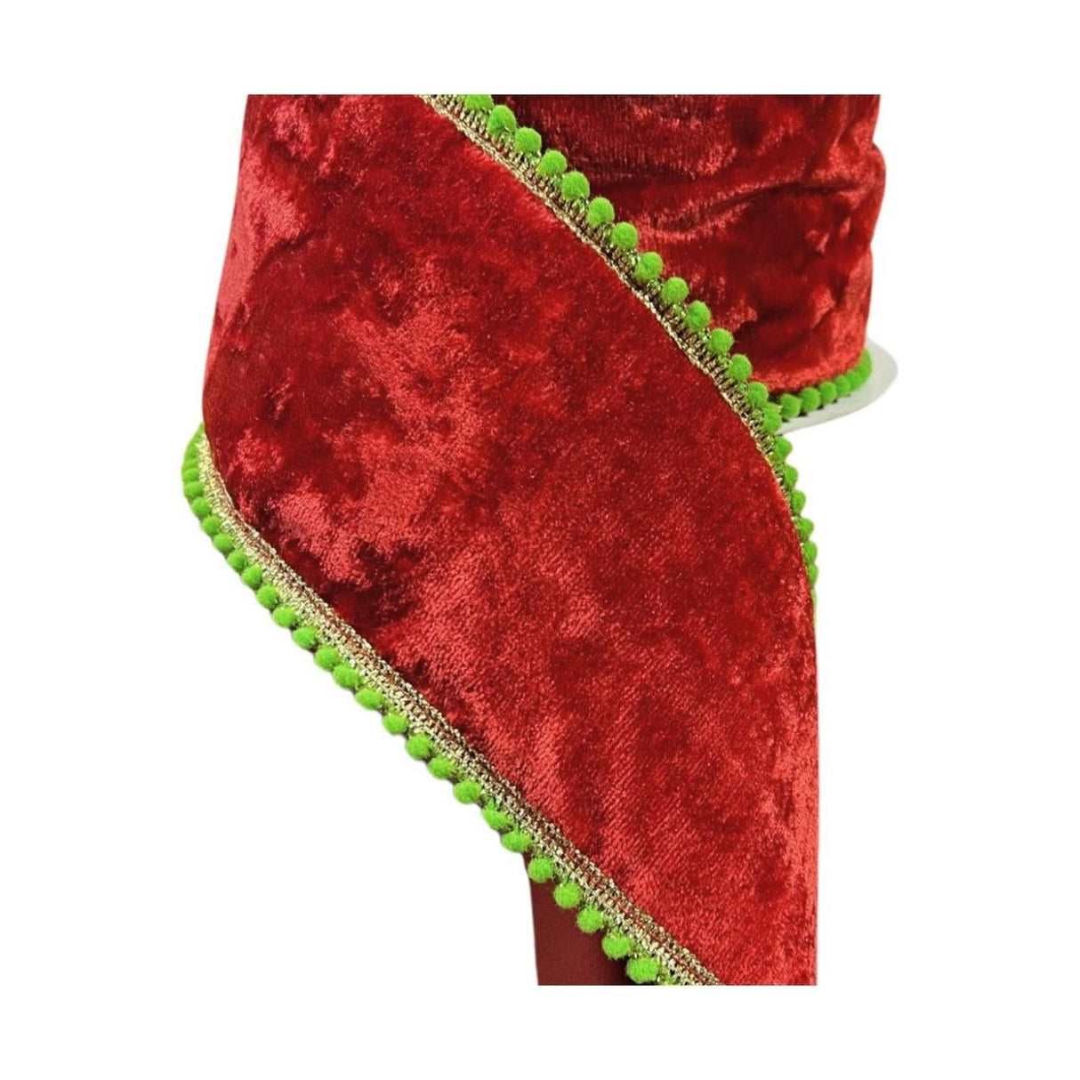 4" Beaded Pom Edge Ribbon: Red/Lime (10 Yards)