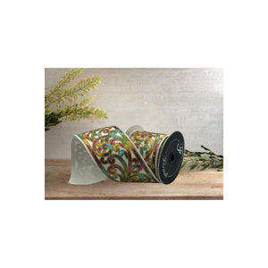 4" Carnaval Plumes Ribbon: White (5 Yards)