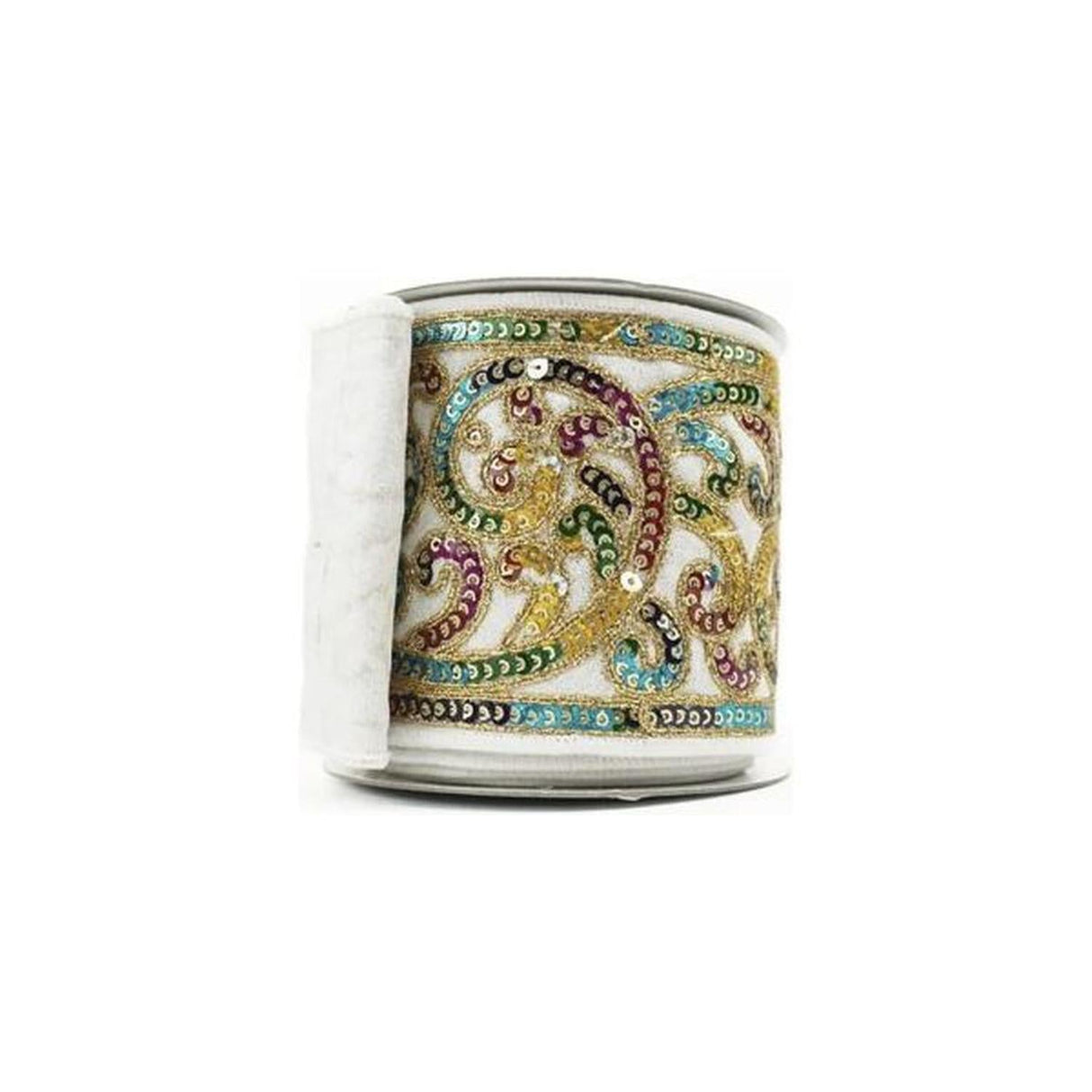 4" Carnaval Plumes Ribbon: White (5 Yards)