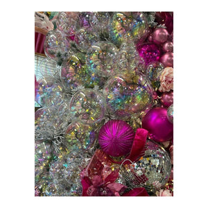 4" Clear Iridescent Ball Ornament (Set of 6)