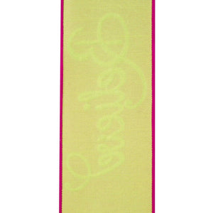 4" Embroidery Believe Ribbon: Hot Pink/Lime Green (5 Yards)