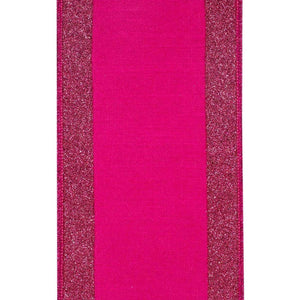 4" Glitter Stripe Dupioni Ribbon: Fuchsia (5 Yards)
