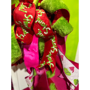 4" Green Monster Dupion Ribbon: Red/White (5 Yards)