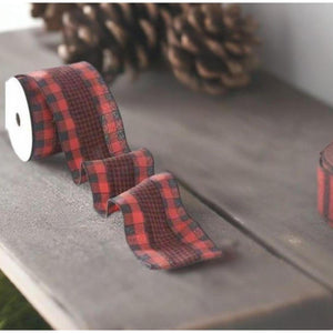 4" Houndstooth Checked Ribbon: Red & Black ( (10 Yards)