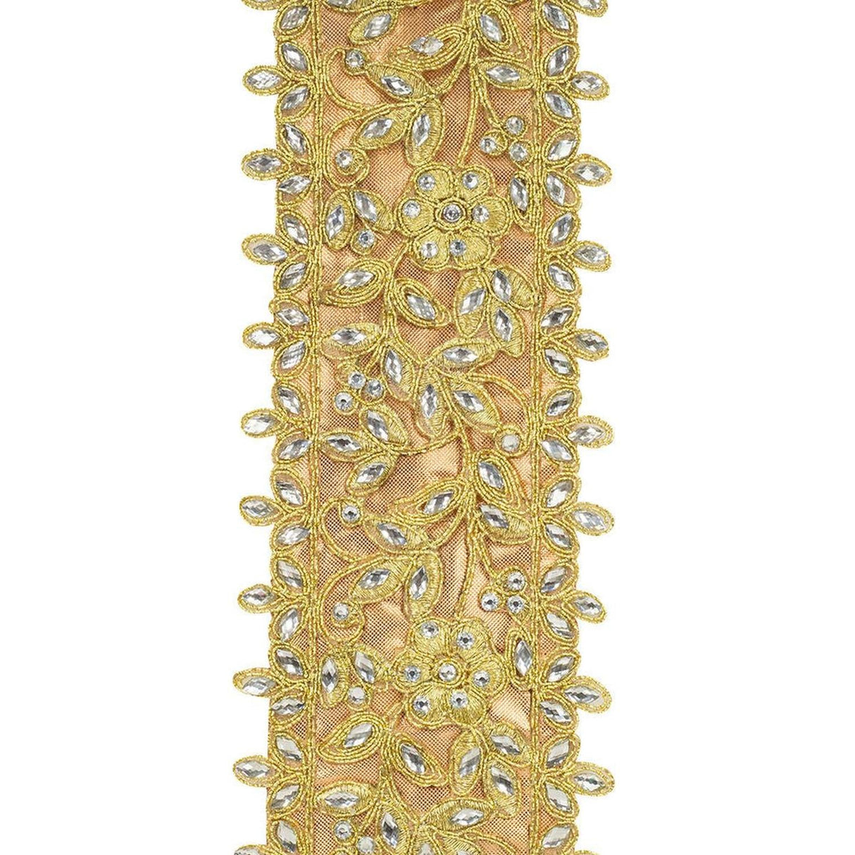 4" Jewel Embroidery Opulence Ribbon: Gold (5 Yards)