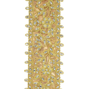 4" Jewel Embroidery Opulence Ribbon: Gold (5 Yards)