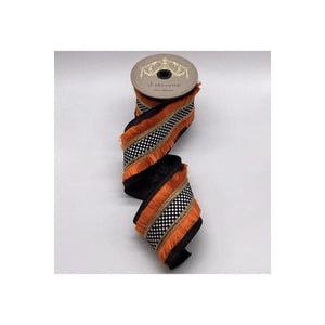 4" Metallic Dupion Fringe Ribbon: Check (5 Yards)