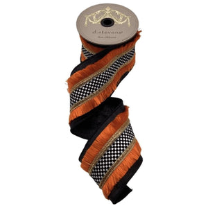 4" Metallic Dupion Fringe Ribbon: Check (5 Yards)