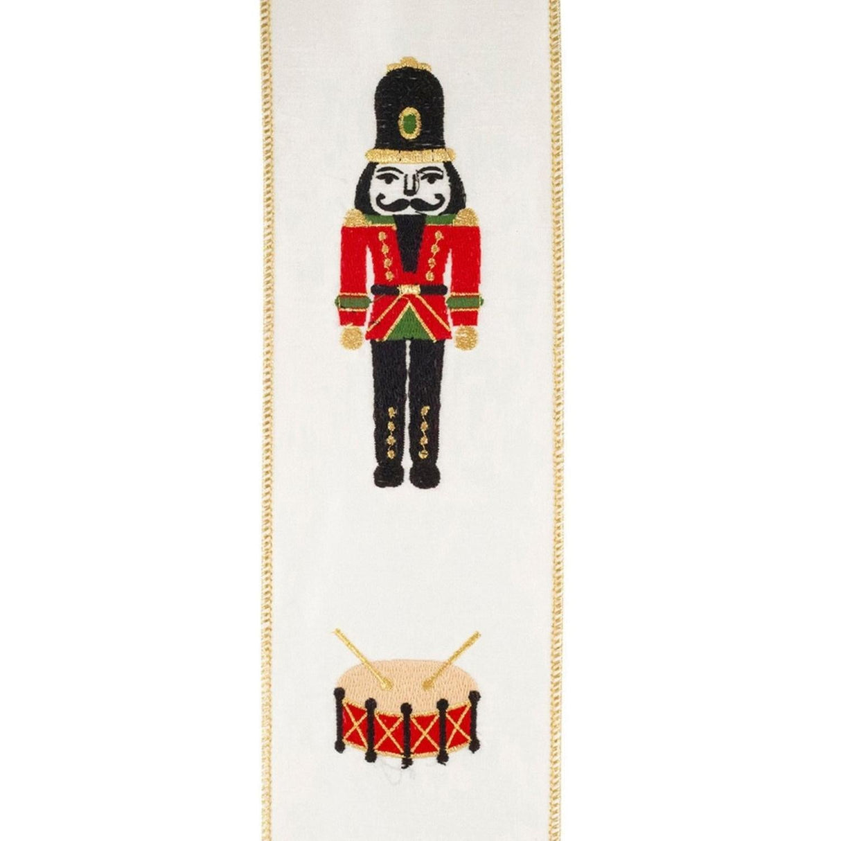 4" Nutcracker Drum Ribbon: White (5 Yards)