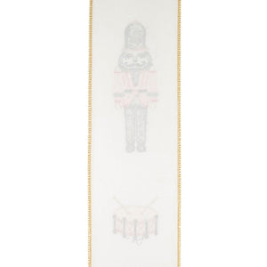 4" Nutcracker Drum Ribbon: White (5 Yards)
