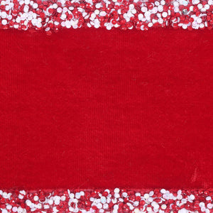 4" Red Velvet Sequin Trim Ribbon: Red/White (5 Yards)