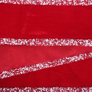 4" Red Velvet Sequin Trim Ribbon: Red/White (5 Yards)