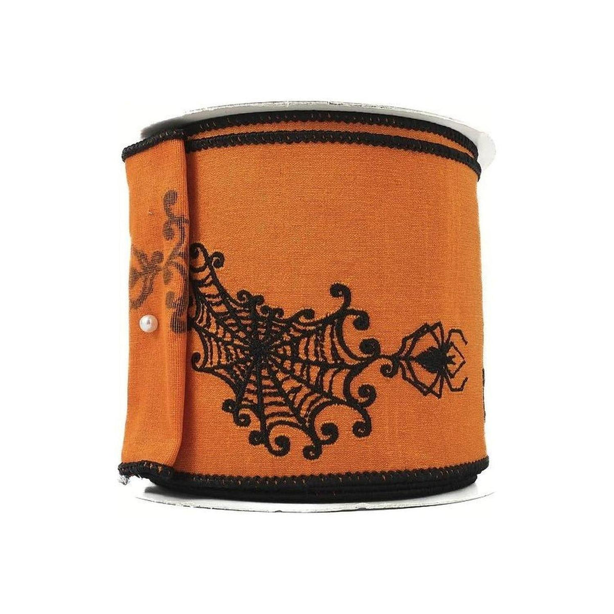 4" Spider Web Ribbon: Orange (10 Yards)