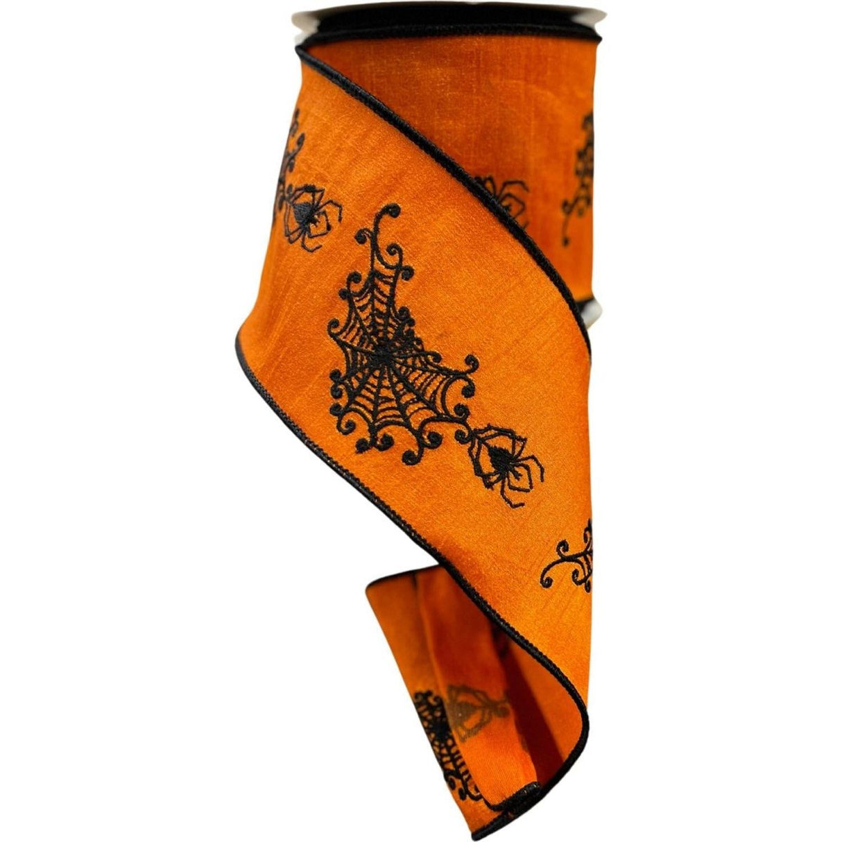 4" Spider Web Ribbon: Orange (10 Yards)