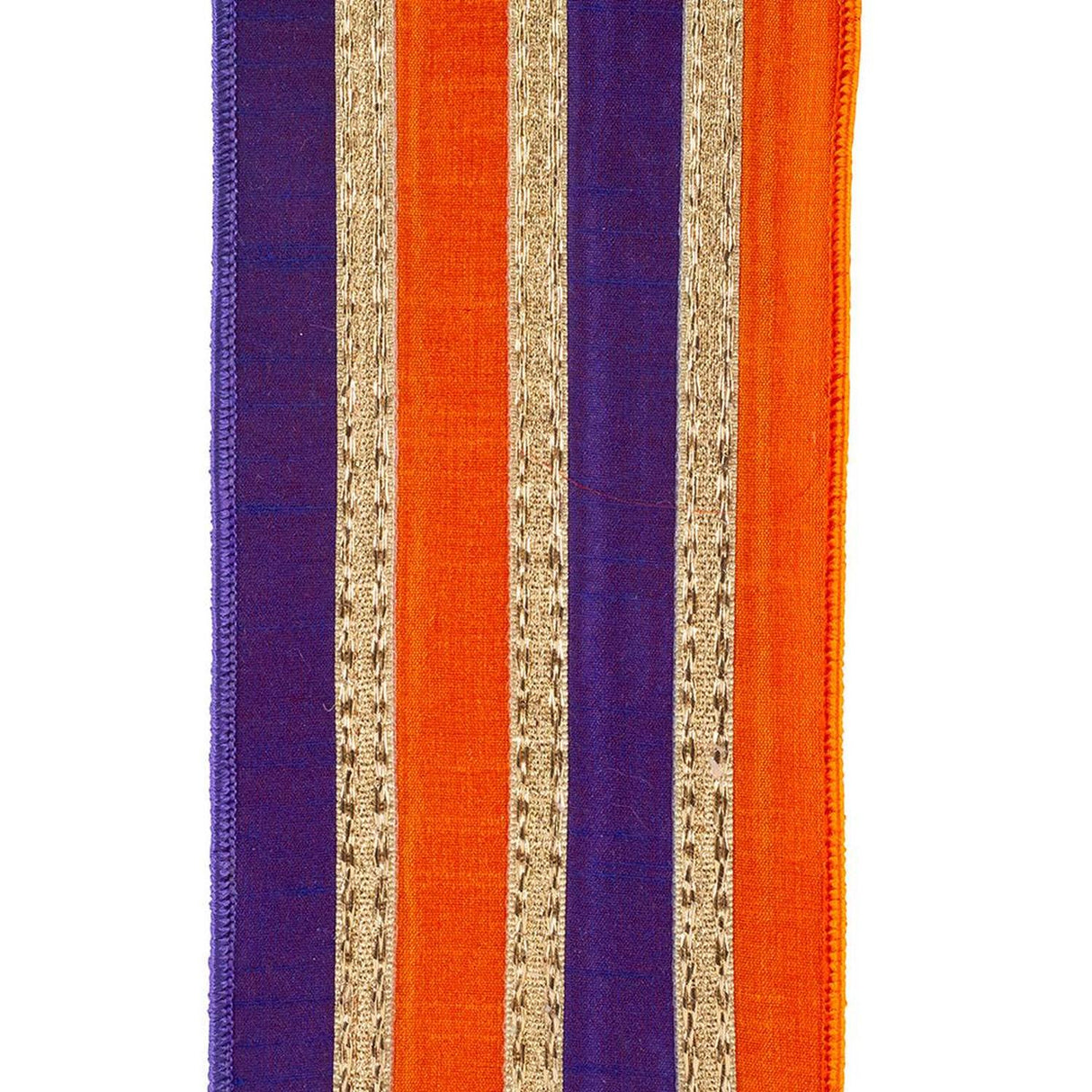 4" Stripe Trimming Overlay Ribbon: Orange/Purple (5 Yards)