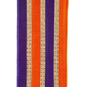 4" Stripe Trimming Overlay Ribbon: Orange/Purple (5 Yards)