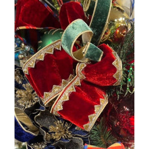4" Velvet Jewel Trim Ribbon: Red (5 Yards)
