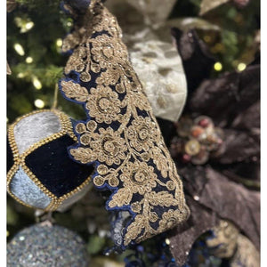 4" Velvet Medallion Ribbon: Navy Blue (10 Yards)