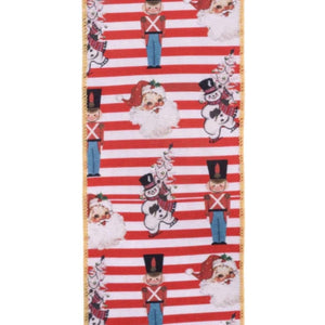 4" Vintage Toys Santa Ribbon: Red/White (10 Yards)