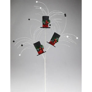 40" Glitter Snowman Top Hat Spray